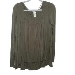 We The Free Olive Green Ribbed Hinsley Blouse Size M